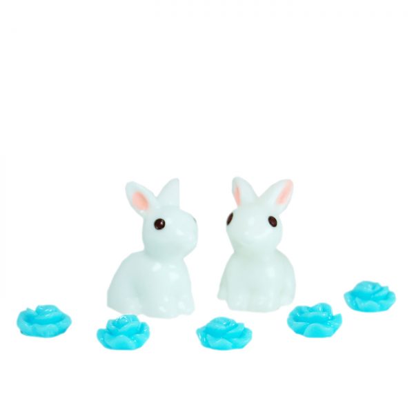 BUNNIES + BLUE FLOWERS