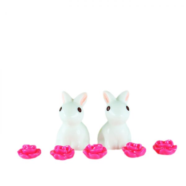 BUNNIES + PINK FLOWERS