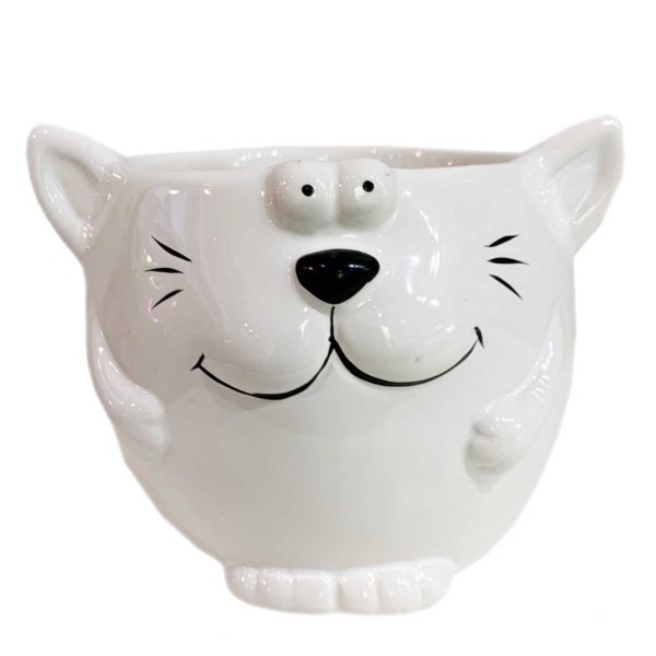 Smiling Cat Pot with Roses - Image 2