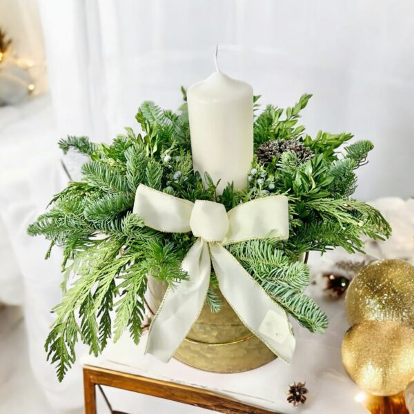Candle: White in Gold Bucket - Image 3