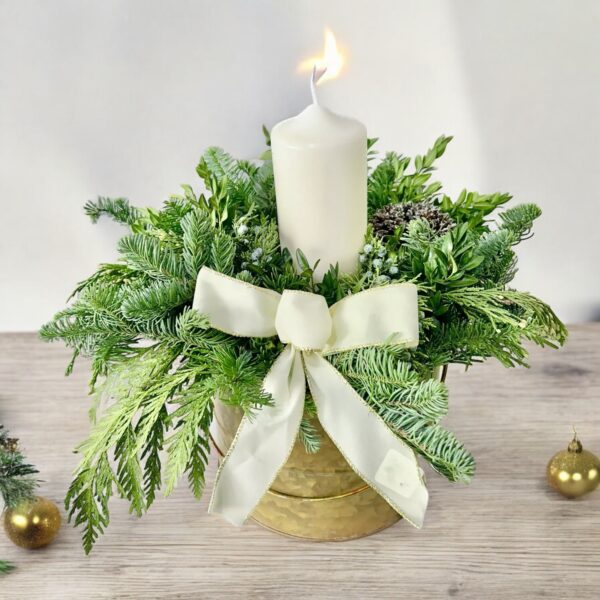 Candle: White in Gold Bucket - Image 2