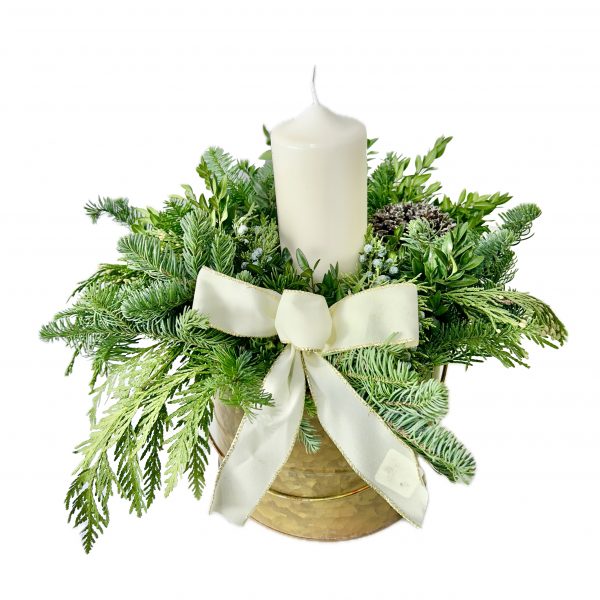 Candle: White in Gold Bucket - Image 4