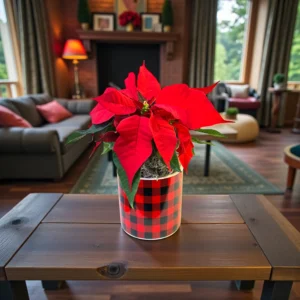 Poinsettia 4" in Plaid Pot