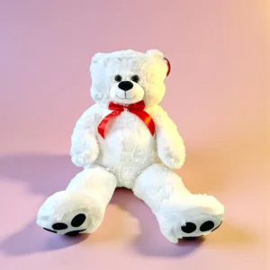 28.5" WHITE BEAR, RED BOW